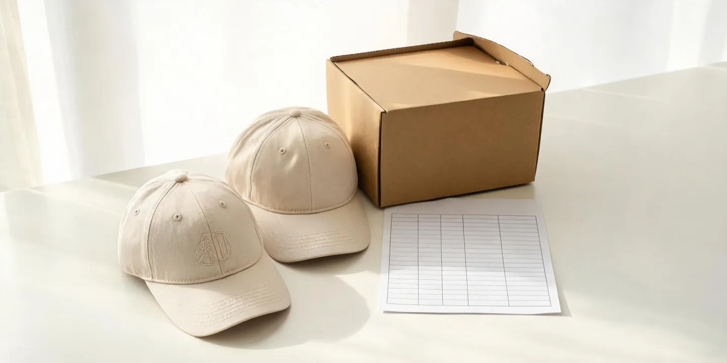 Plain caps and protective carton packaging beside dispatch planning sheet